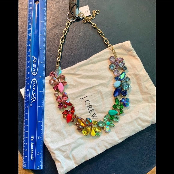 J. Crew multicolor gemstone floral necklace- NWT - Picture 4 of 5
